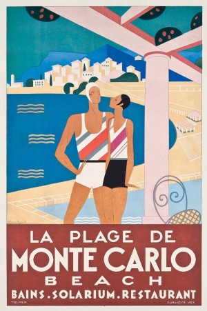Vintage poster for Monte Carlo Beach